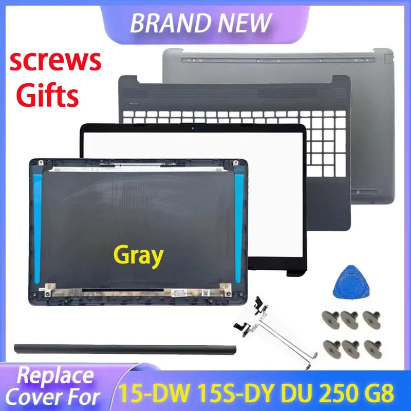 Cubierta de repuesto gris para 15-DW 15S-DY 15S-DU 15-GW TPN-C139 250 255 G8 G9 LCD contraportada bisel frontal reposamanos cubierta inferior bisagras