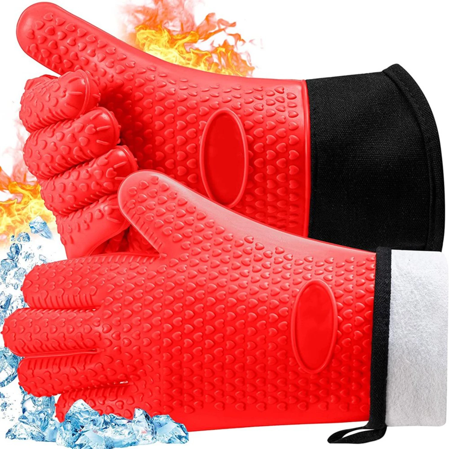 

Professional Oven Mitts, Heat Resistant Silicone Oven Gloves , Long Sleeve Waterproof, Fireproof, Food Grade Kitchen Cooking Glo