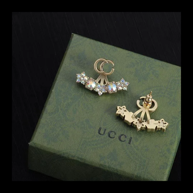 جديد مزدوج G الخماسي حجر الراين وأقراط المتخصصة تصميم الراقية أقراط أقراط النساء