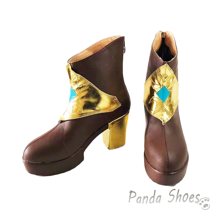 LOL รองเท้าคอสเพลย์ seraphine, รองเท้าอะนิเมะเกมลีกออฟเลเจนด์รองเท้าสีน้ำตาลชุดคอสเพลย์ผู้หญิงสำหรับปาร์ตี้ฮาโลวีน