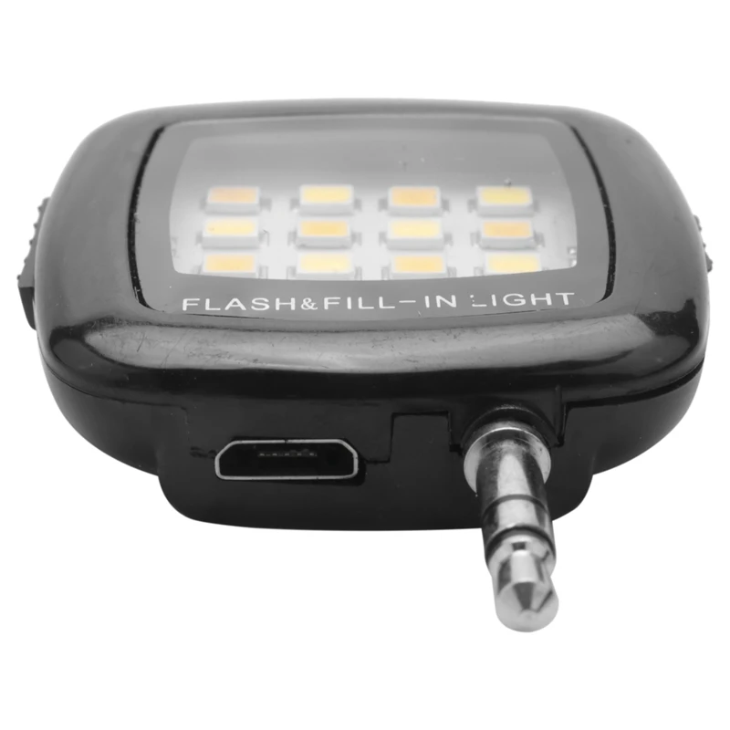 スマート自撮りカメラ,16 LEDフラッシュライト,3.5mm,携帯電話用,黒,2個