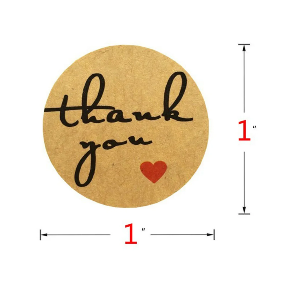 1 Roll 500pcs Scrape Sticker Kraft Paper Thank You DIY Craft Food Labels Self-Adhesive Removable Sticker Gift Decals