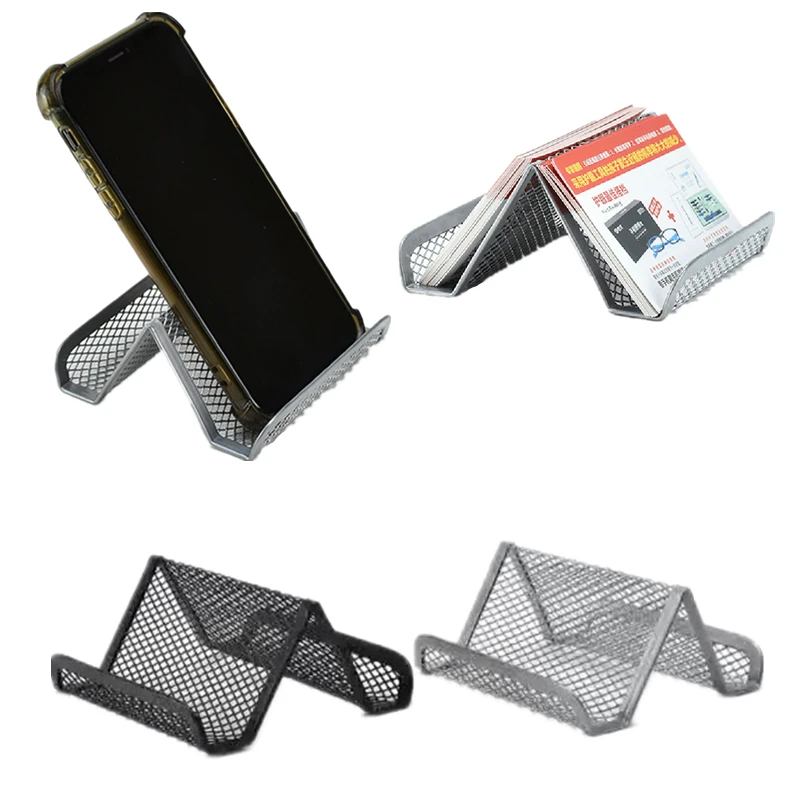 

1Pc Premium Metal Business Card Holder Dual Sided Desktop Display Stand for Office