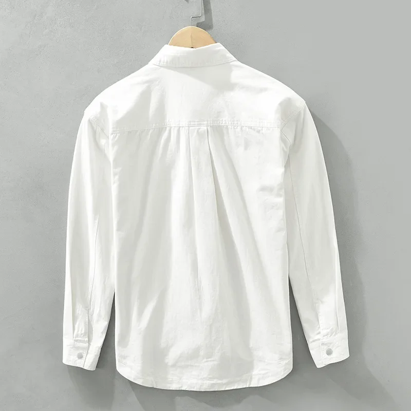 خريف جديد طويل الأكمام قميص أسود الرجال النمط الياباني قمصان غير رسمية رجل شريط المرقعة أزرار خاطفة قميص الشباب موضة فضفاضة