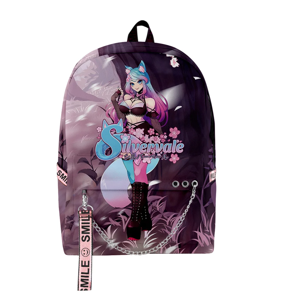 VTuber Silvervale Anime Unisex Zipper Rucksack Harajuku Schoolbag Unique Travel Bag