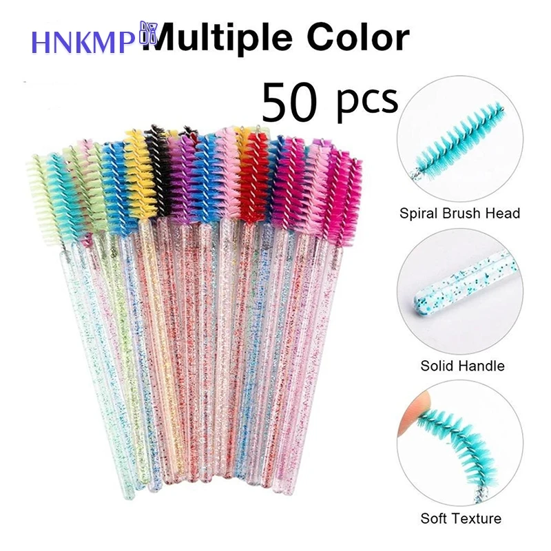 50Pcs Shiny Disposable Eyelash Brush Applicator Wands Curler Mascara Eyebrow Makeup Tools Spoolers Comb Wands Spoolies Brushes