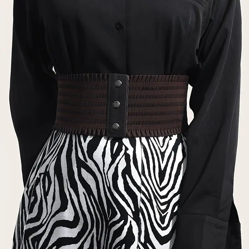 Women\'s Wide Waistband Stretchy Dress Elastic Snap-Button Corset Belts