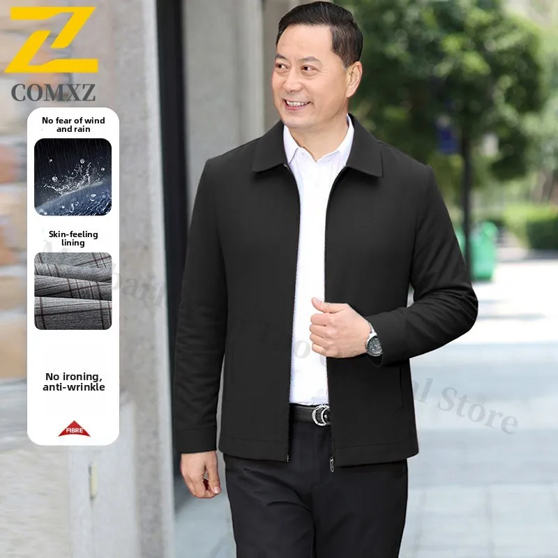

2025 New Baseball Jacket Men's Stand Collar Business Casual Windproof Jackets Resistant Spring Autumn Trendy Office Outerwear