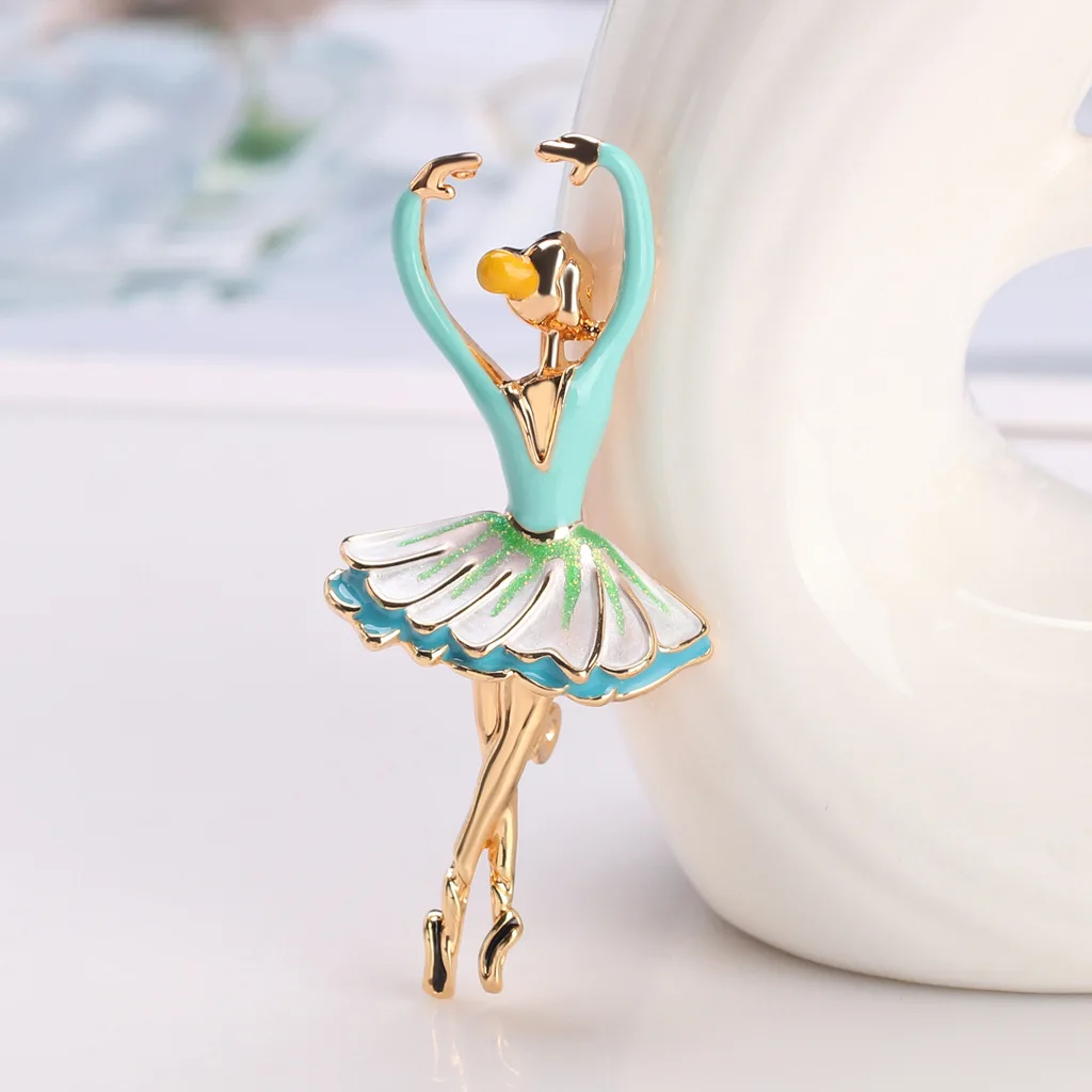 Enamel Dancing Ballet Girl Brooches Pin for Women Wedding Party Ballerina Dancer Skirt Daily Jewelry Clothing Suit Accesories