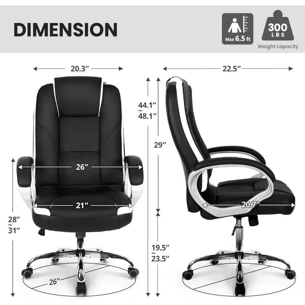 Office Chair Computer Desk Chair Gaming - Ergonomic High Back Cushion Lumbar Support with Wheels Comfortable Black