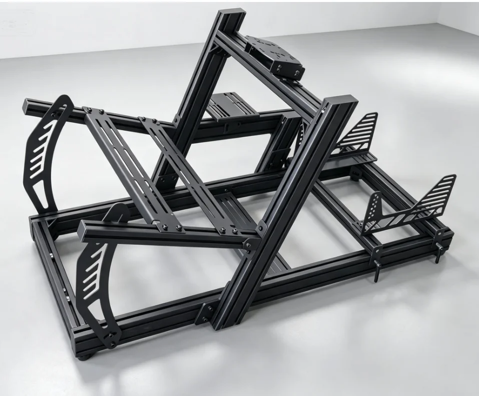 Custom Slanted Design 4080 Black Anodized Aluminum Aluminum Extrusion Profile Sim Racing Cockpit Rig With Adjustable Pedal