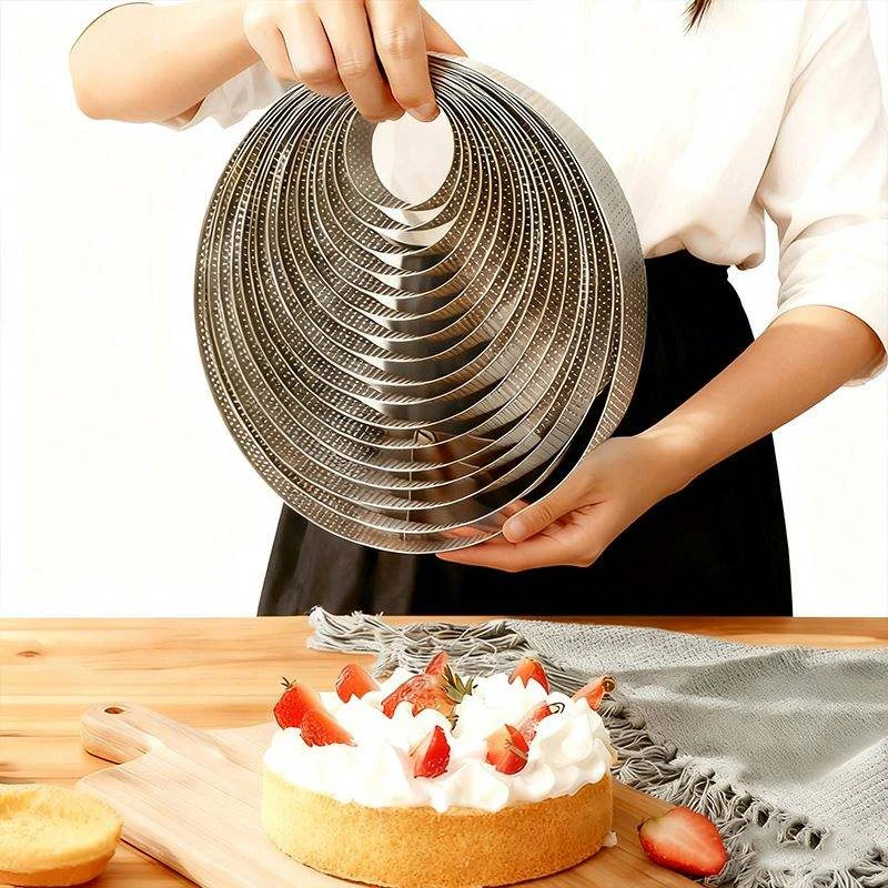 Stainless Steel Mousse Cake Mold Heat-Resistant Perforated Round Tart Ring Cookies Pastry Circle Cutter Mold Baking Tools