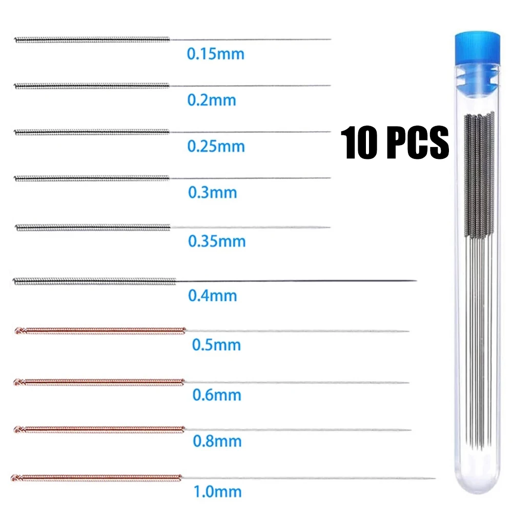 High Resilient Stainless Steel Nozzle Cleaning Needle for 3D Printer 0 15/0 2/0 25/0 3/0 35/0 4/0 5/0 6/0 8/1 0mm Sizes