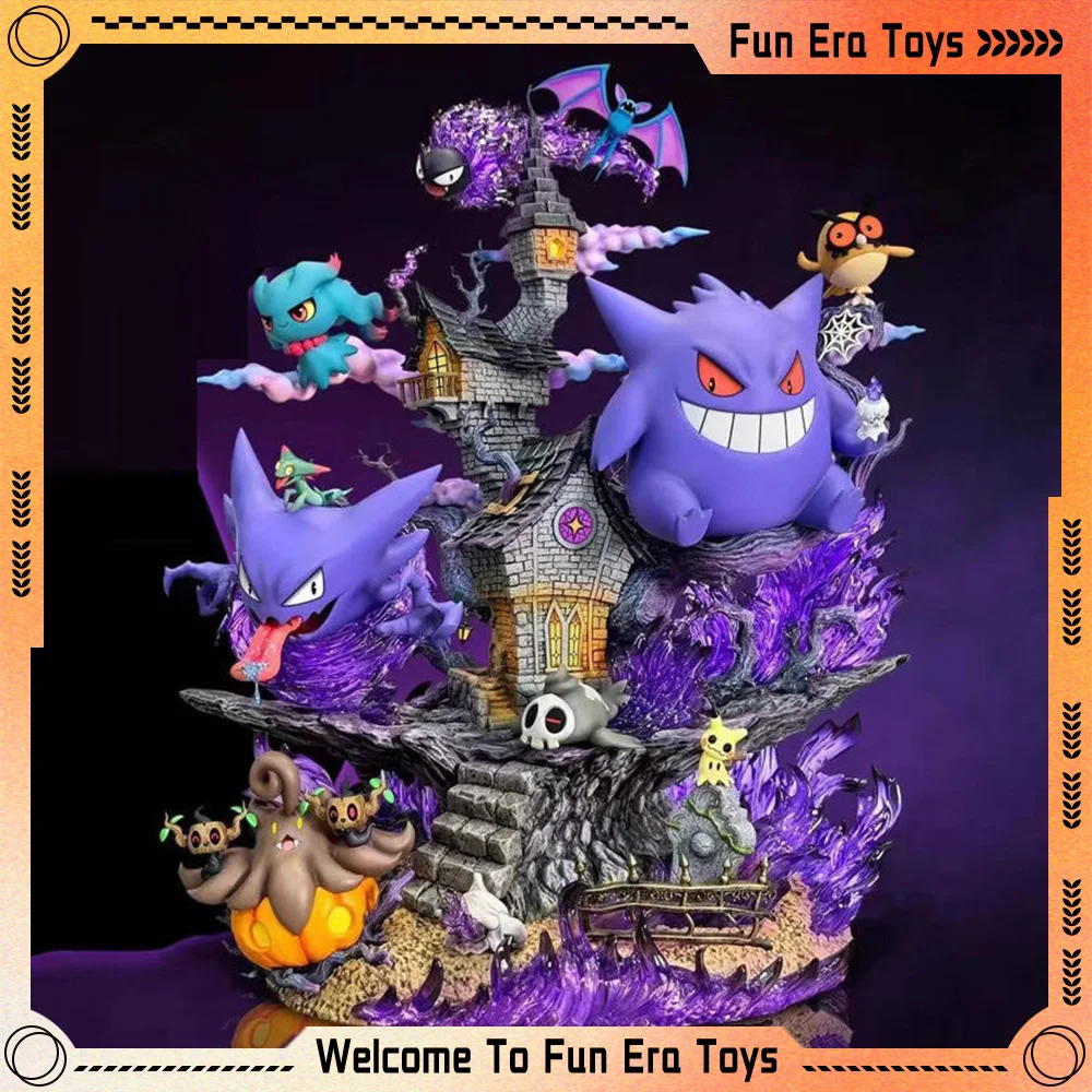 

2025 New Pocket Monsters Anime Figure Geng Figures Surrounding Statues Ghost Family Bucket Custom Ghost Evolution Group GK Gifts