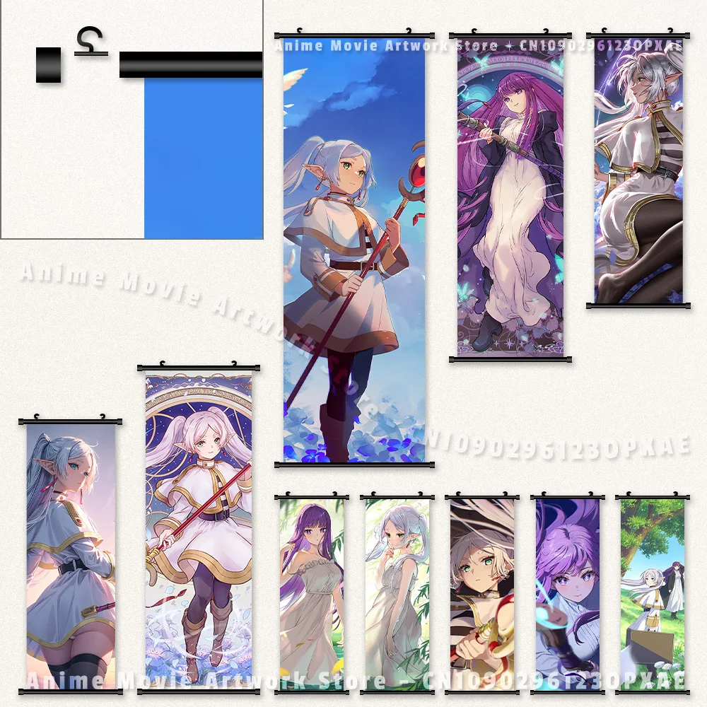 

Картина на холсте, подвесная картина, фигурки папоротника, украшение дома, свитки, фотографии, печатный постер для гостиной, настенная живопись, аниме Frieren