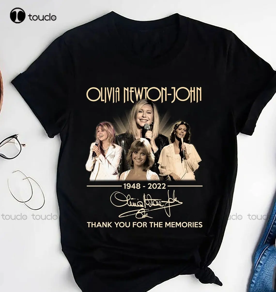 Rip Olivia Newton John Shirt Vintage Olivia Newton John Signature T-Shirt Ladies Pink Olivia Newton 1948 -2022 Grease Shirt New