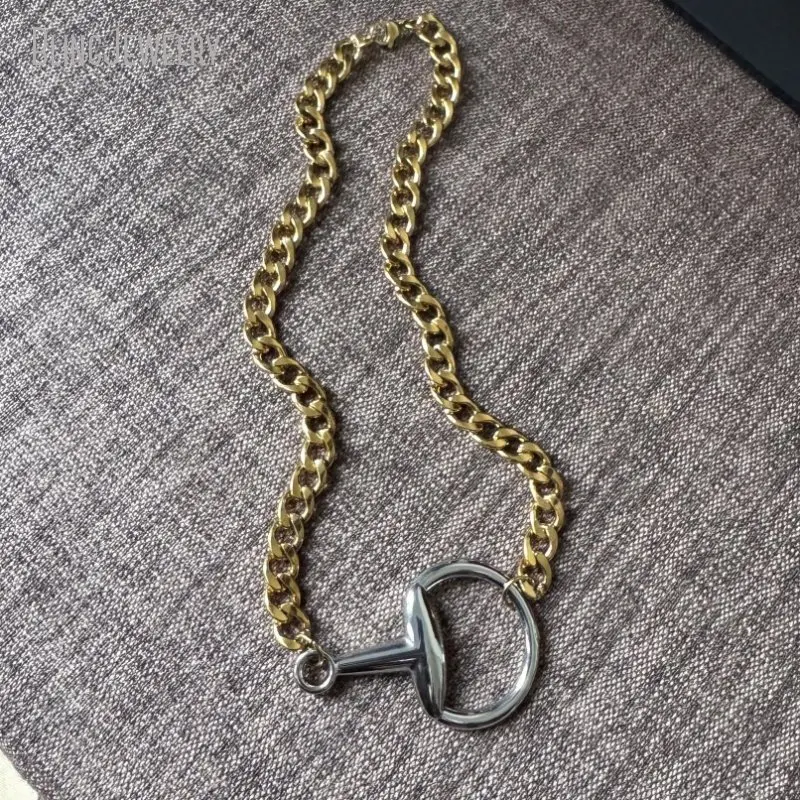 10Pcs Snaffle Bit Horsebit Charm Necklace Equestrian Jewelry Women Men Stainless Steel Hip Hop Jewelry Valentine Day Gifts