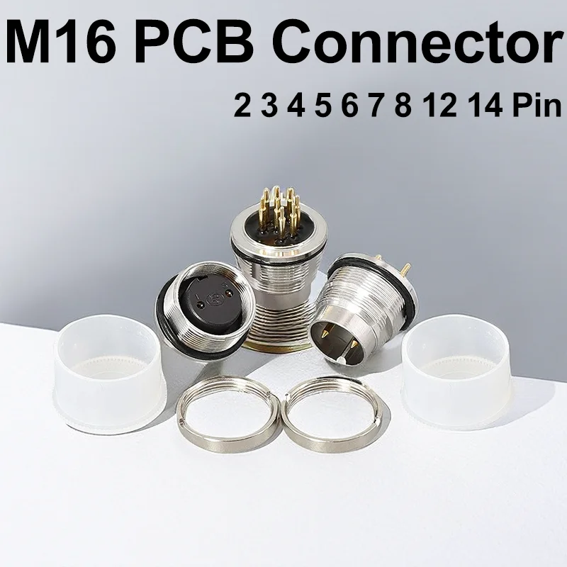 

5/10/100 Sets M16 Waterproof Connector Board Install 2 3 4 5 6 7 8 12 14 Pin PCB Socket Pinhole Aviation Plug Behind The Front