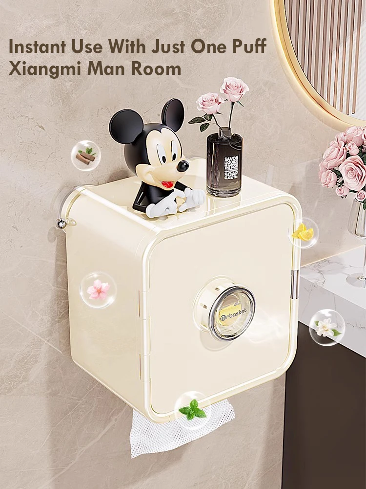 

Bathroom Tissue Box Double-Layer Wall Mounted Non Perforated Toilet Tissue Holder Bathroom Accessories