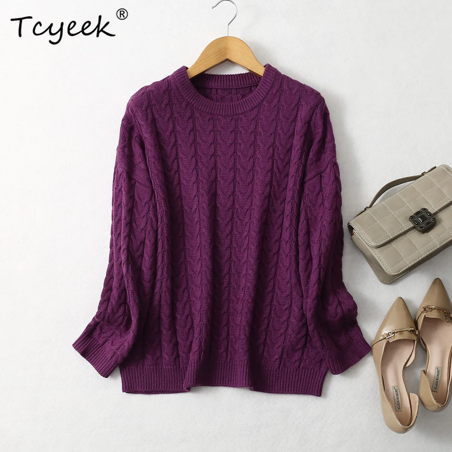 

Tcyeek 85% Silk 15% Cashmere Solid Color Sweater Thin Type Warm Mock Neck Long Sleeve Pullover Tops Fall Winter New T39782QC