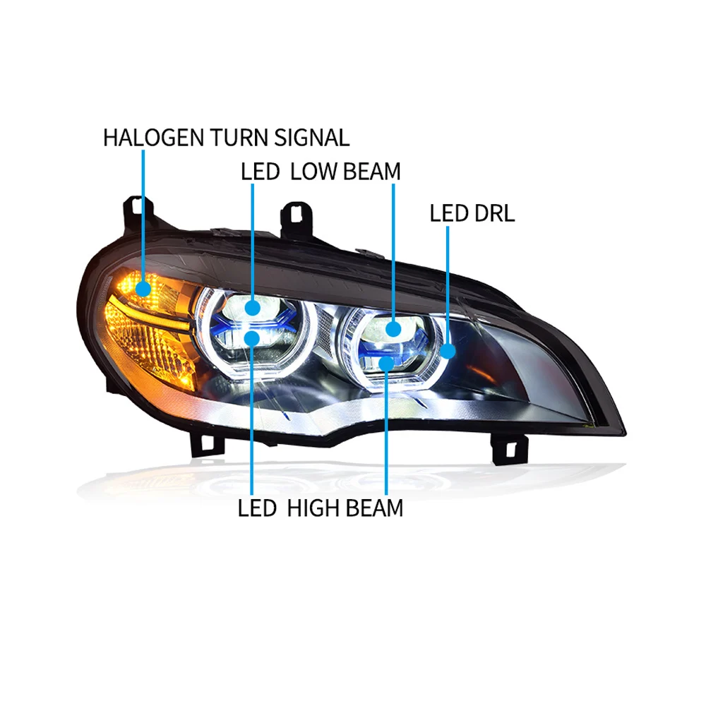 Car led  Headlights For BMW X5 E70 2007-2013 Modified Front Lights LED DRL Headlamp Assembly Plug And Play