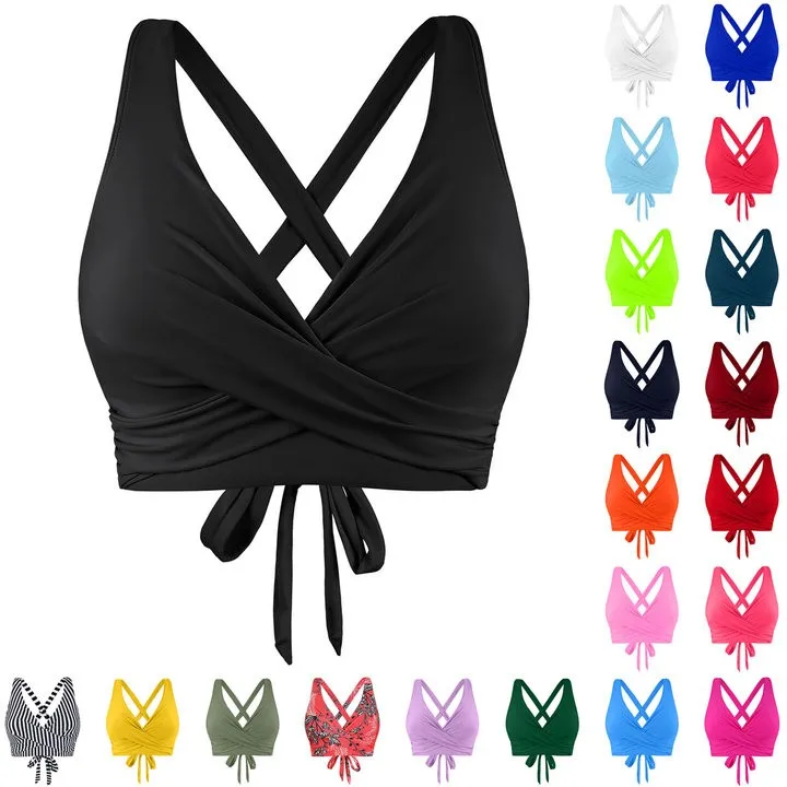 Solid Sexy Bikini Tops 2024 Summer Women Swimwear Push Up Bra Padded Swimsuit Bathing Suit Beachwear Female Top Bikini Crop Top