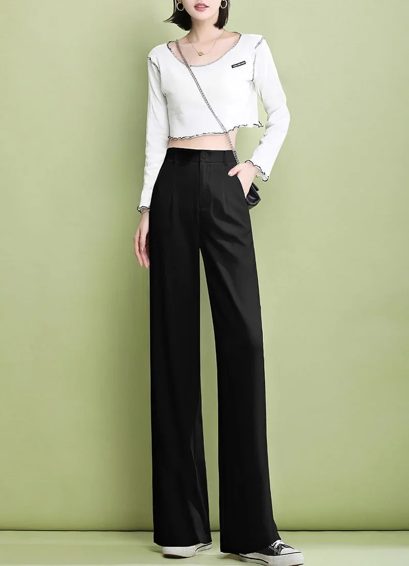 Straight Leg Clothing Loose Long Women's Pants Trousers for Woman Baggy High Waist Office Tailoring Work White Casual 90s Slacks