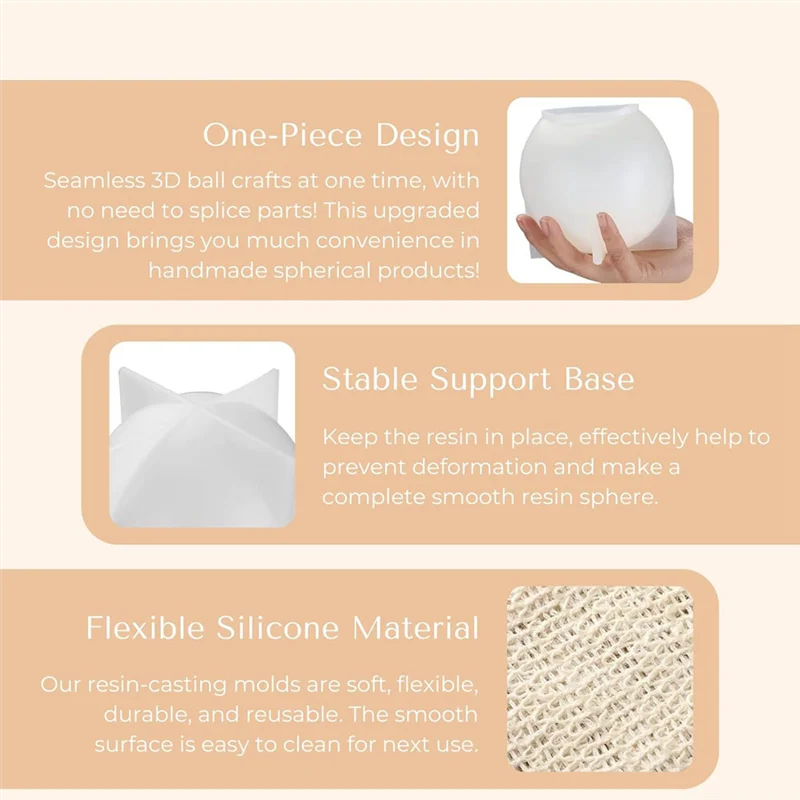 

Large Sphere Resin Mold Epoxy Resin Casting Mold For DIY Crafts Flowers 2 Pieces