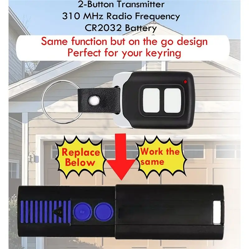 Garage Door Opener Remote 310MHz 2-Button Keychain for Sommer Y4054V005 Direct Drive 550/800 Synoris