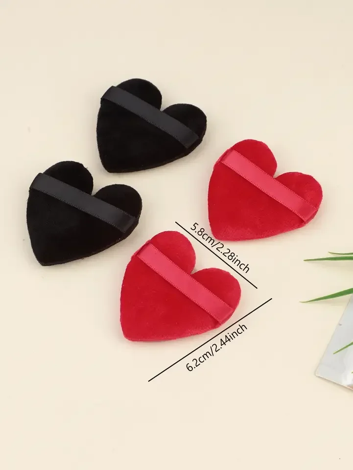 1 Pcs Loose Powder Puff, Face Soft Heart Shape Puff Blender Beauty Makeup Tool Short Plush