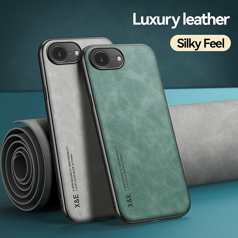 Funda de cuero de lujo para iPhone 16e Funda de teléfono de silicona suave Funda trasera magnética para coche iPhone 16 e iPhone16e 2025 Coque a prueba de golpes