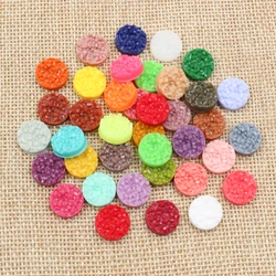 40pcs 8mm 10mm 12mm Colorful Natural Ore Flat Back Resin Druzy Cabochons For Bracelet Earrings DIY Jewelry Making Accessories