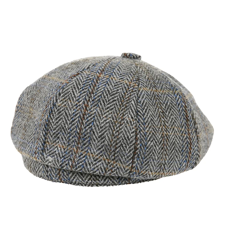 Newsboy Hat 60% Wool Men Berets Grey Herringbone Flat Caps Women British Painters Hat Autumn Winter hats Octagonal Cap BJM42