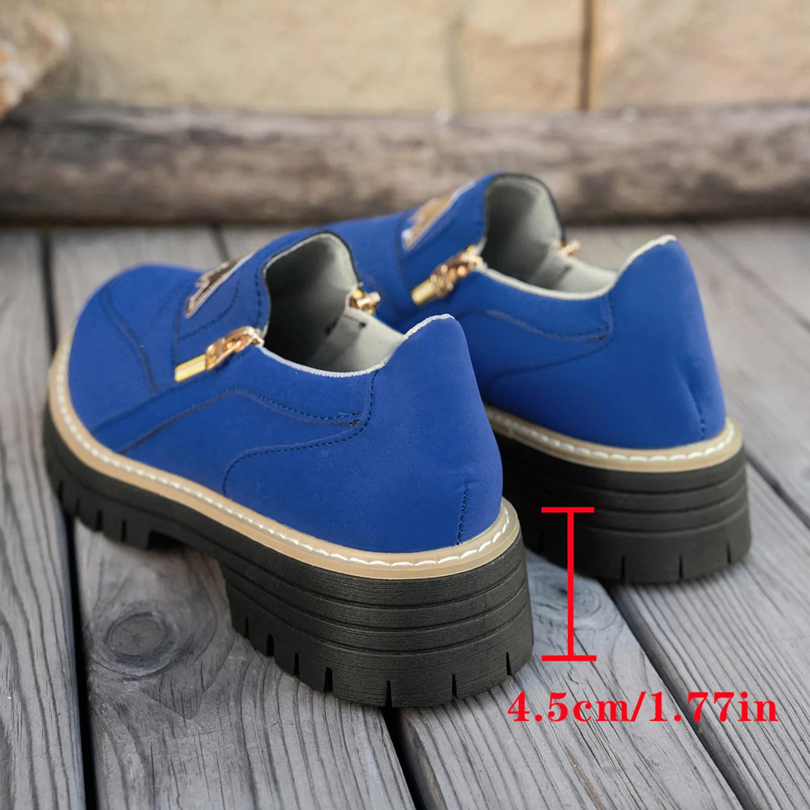 أحذية النساء الكعوب عادية سميكة سوليد أحذية جلدية بدون كعب للنساء المألوف وعادية انغلق زلة فستان كاجوال أحذية حجم 13