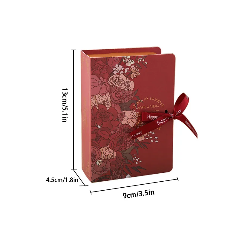 5Pcs Book Shape Gift Box with Ribbon Paperboard Candy Chocolate Present Packaging Box  for Wedding Birthday Mother\'s Day