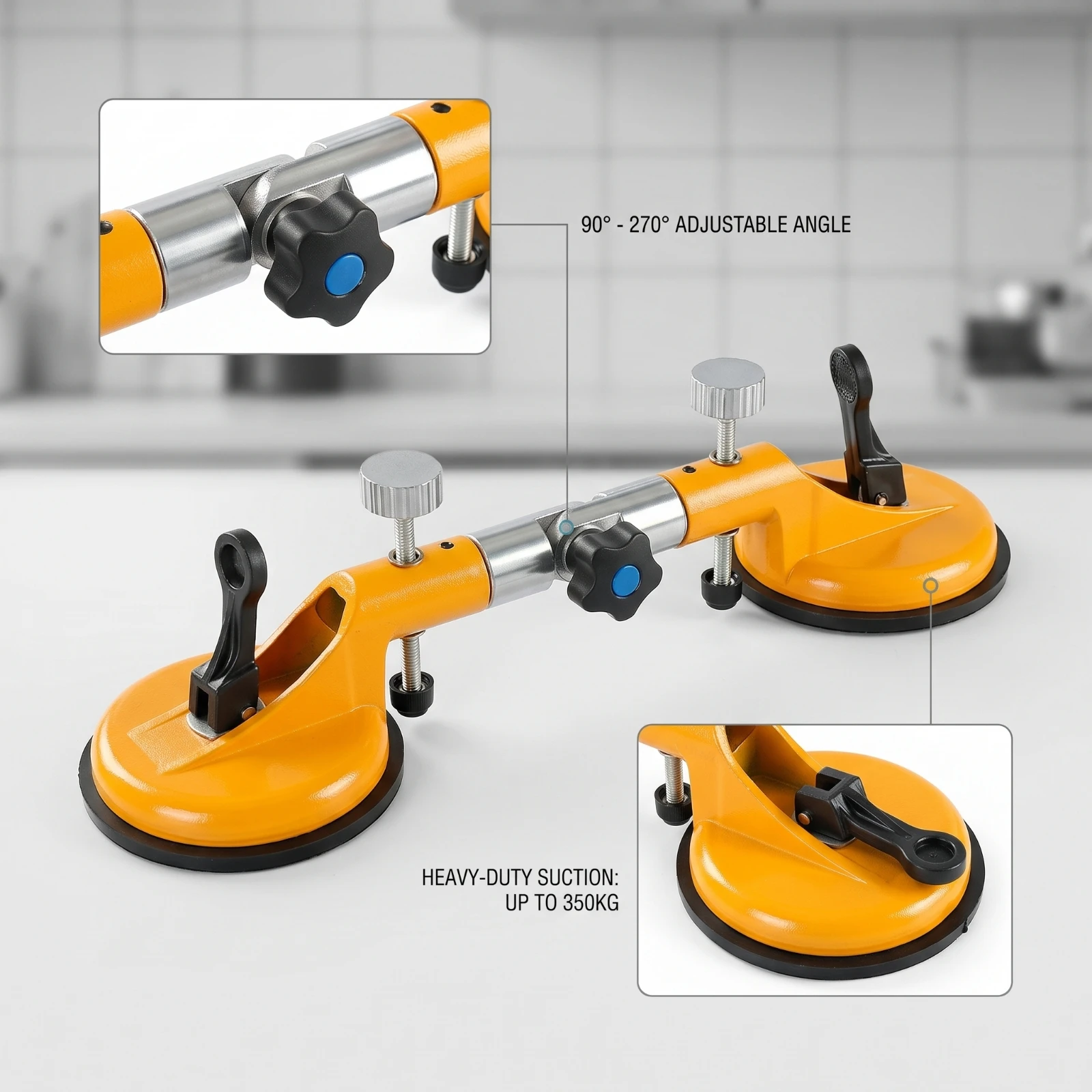 Angle Adjustable Tile Positioning Tool Manual Tile Leveler with Suction Cups Stone Slab Suction Cup Lifter for Diyers