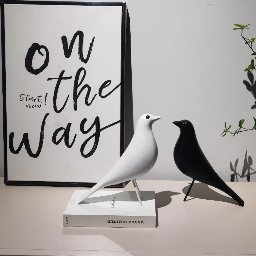 Resin Black Bird Statue Peace Dove Sculpture Modern Minimalist Craft Ornaments Living Room Bedroom Office Decor Home Decoration