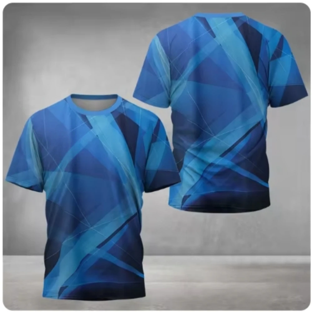 Training Sport Outfit Adult Male Summer Gradient Light Color Printed Short Sleeve Top Table Tennis T-Shirt For Daily Casual Wear