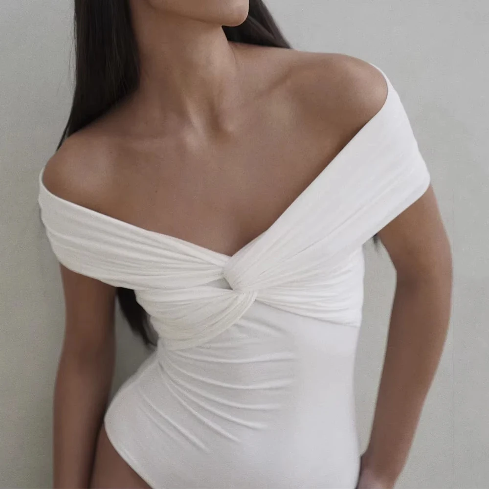 T-Shirts Summer Daily Fashion Solid Color Folds Short Sleeve V-Neck Slim Fit Casual T-Shirts For Women