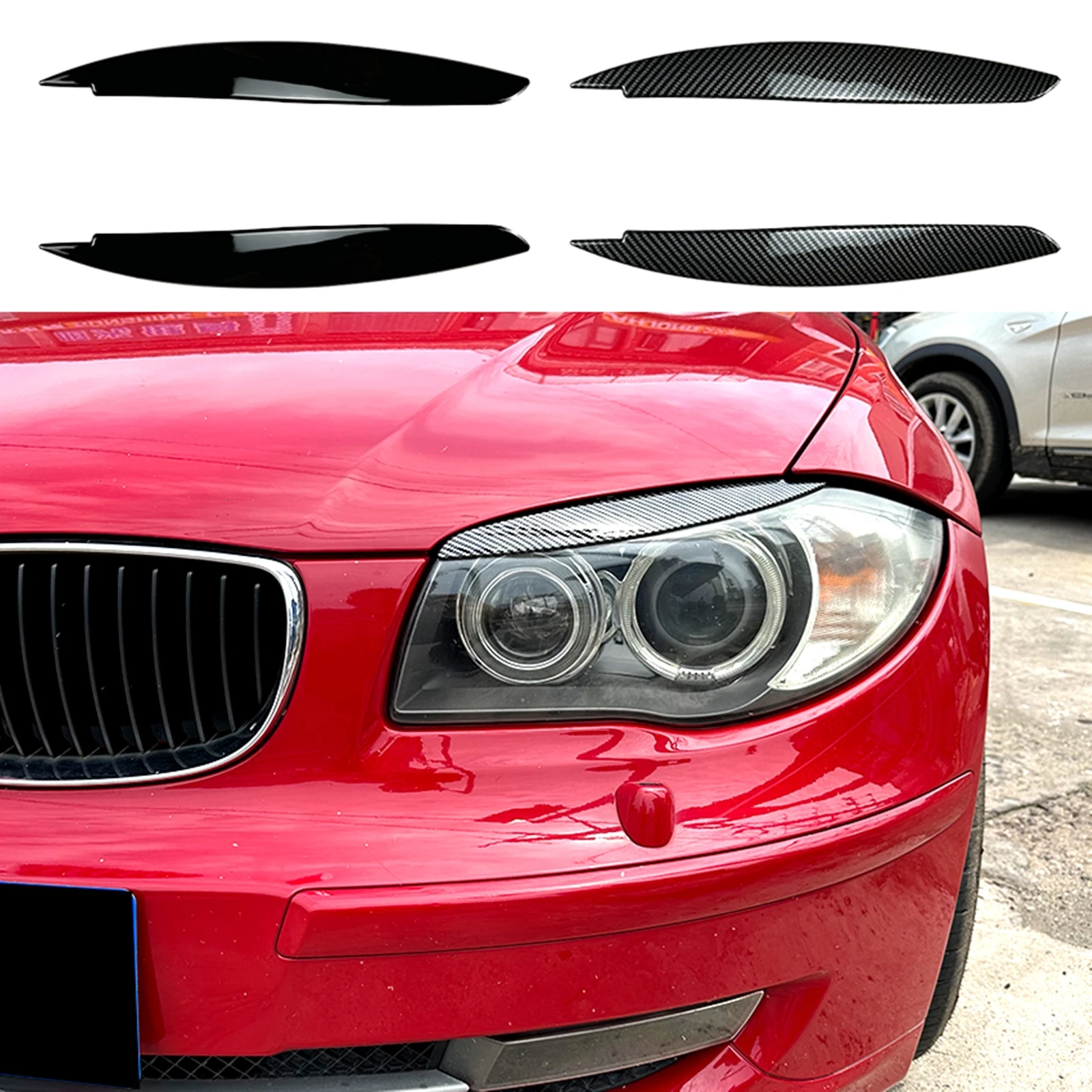 Headlight Eyebrow Headlamp Eyelid Head Light Lamp Cover Brow Trim For BMW 1 Series E81 E82 E87 E88 2004-2011