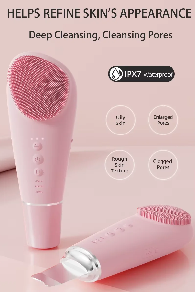 Nettoyeur électrique 2 en 1, brosse, Machine pour le visage, gommage en Silicone, soins de la peau, masseur, outil exfoliant pour points noirs