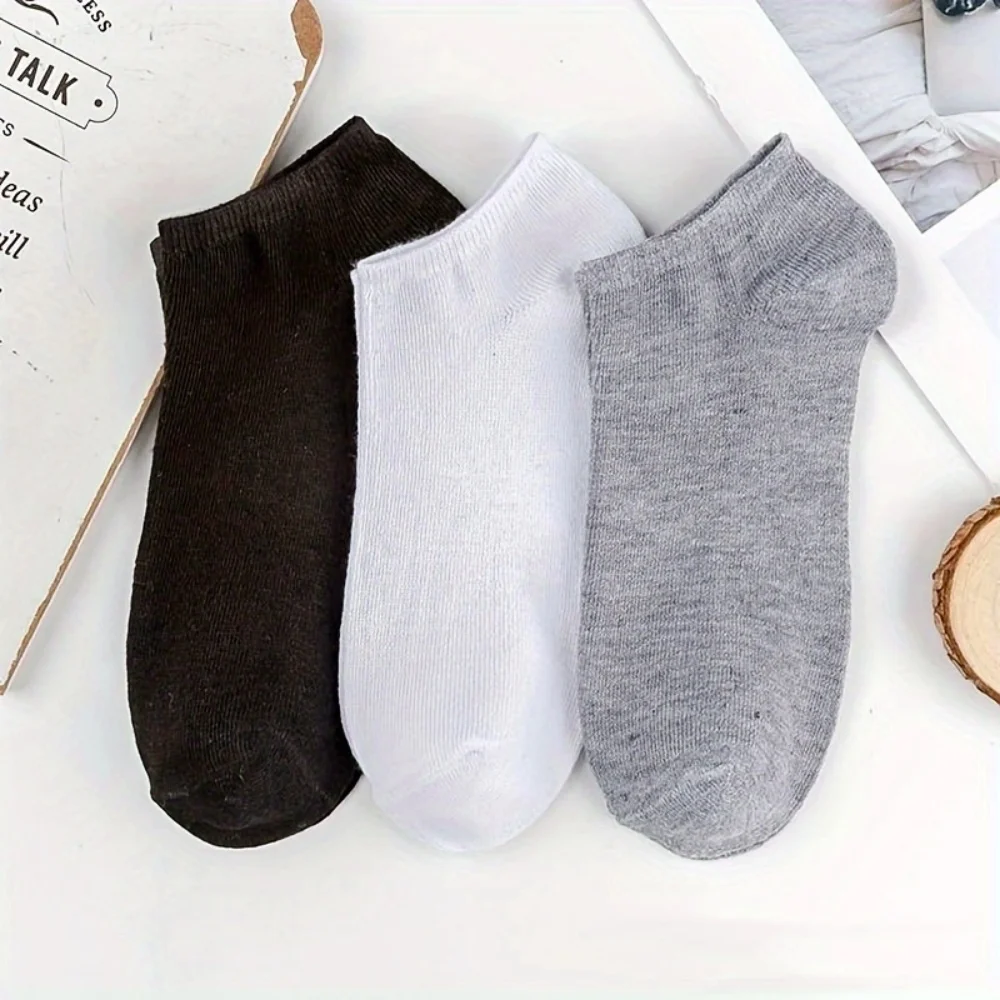 5/10 Pack Unisex Comfort-Fit Ankle Socks for All, Breathable & Lightweight - Ideal for Sports & Daily Wear Solid Women's Socks