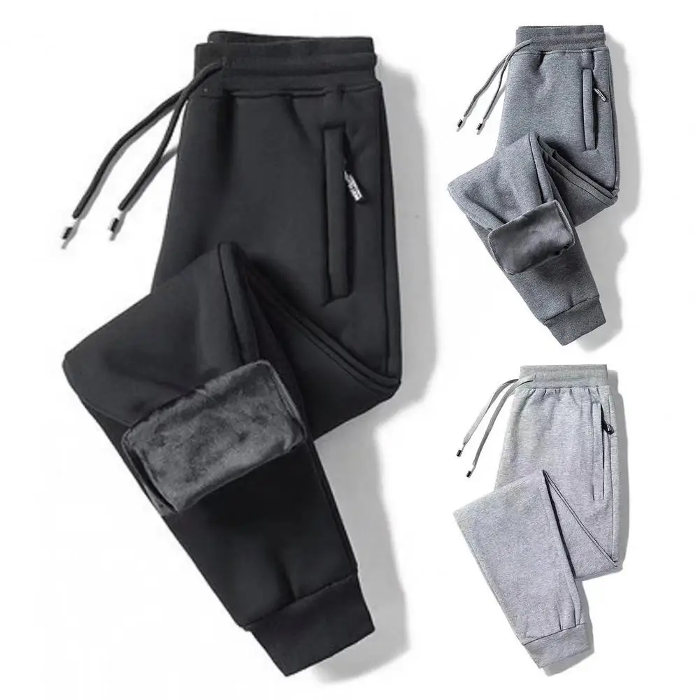 2025 Autunno/Inverno Moda Tinta Unita In Pile Spessore Caldo Pantaloni Sportivi da Uomo Casual Allentato di Grandi Dimensioni Pantaloni di Alta Qualità 4XL