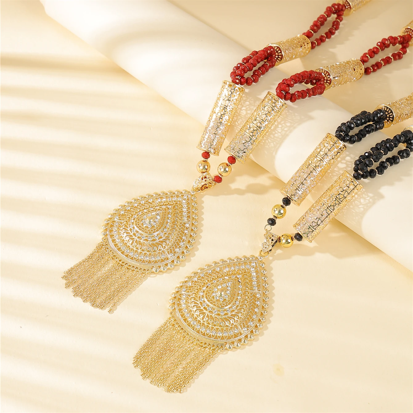 Arabian Fashion Handmade Exquisite Beaded Necklace Women'S Wedding Pendant Banquet Jewelry