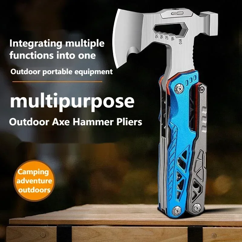 Multipurpose Outdoor Axe Hammer Pliers Axe Hammer Folding  Window Breaking Escape Hammer Outdoor Camping Portable Tool