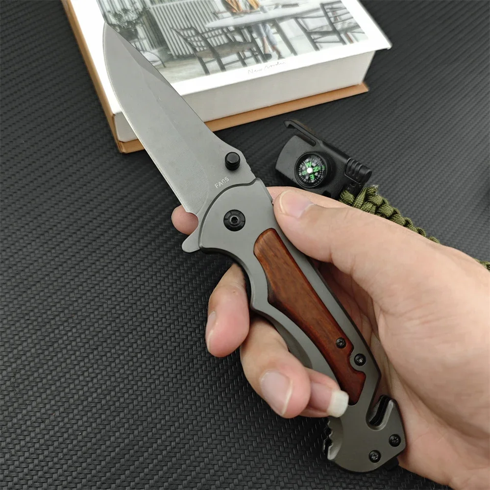 Hunting Camping EDC Tools 5Cr13Mov Blade 420 Steel Inlay Colorful Wood Handle High Hardness Outdoor Pocket Folding Knife