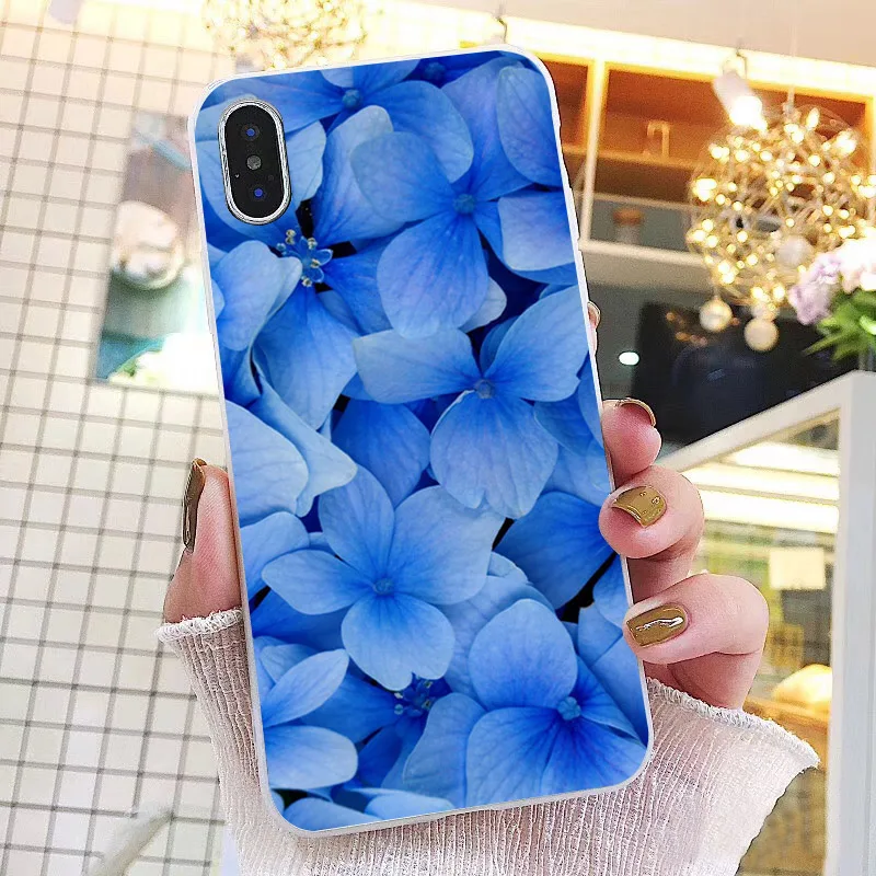 Blue Hydrangea flower Phone Case For iphone 16 15 14 Pro Max 16 15 14 13 12 Pro 15Plus iphone 11