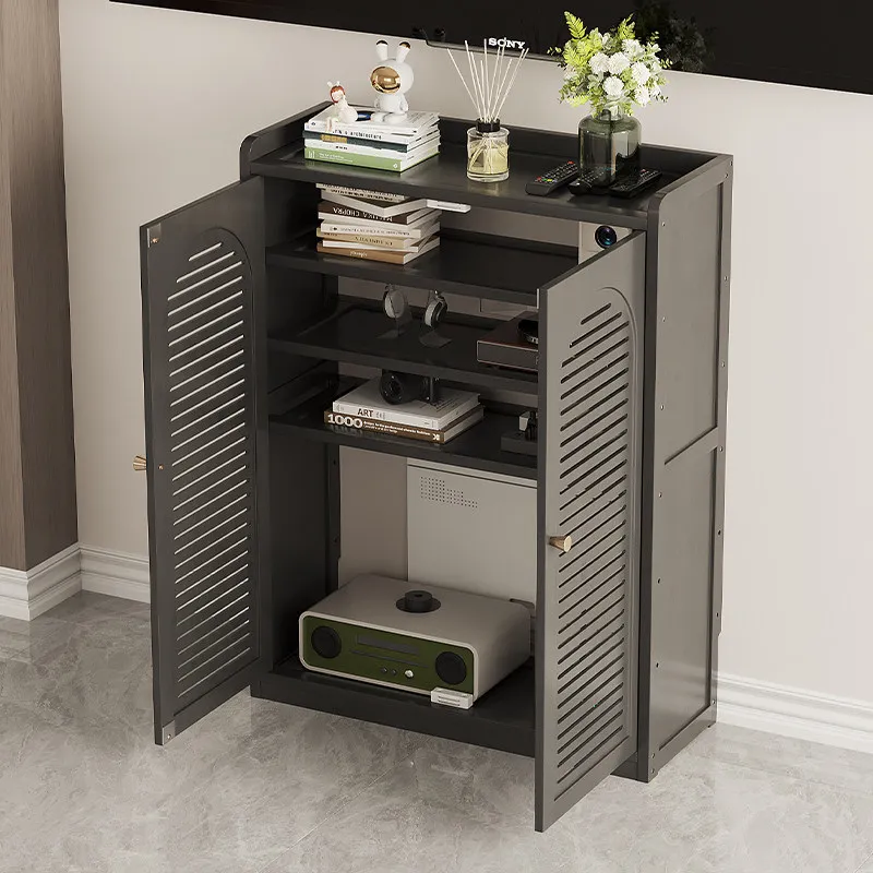 WiFi Router Storage Cabinet Floor Standing Set-Top Box Holder Cable Management Console for Electronics Modem Hideaway Organizer