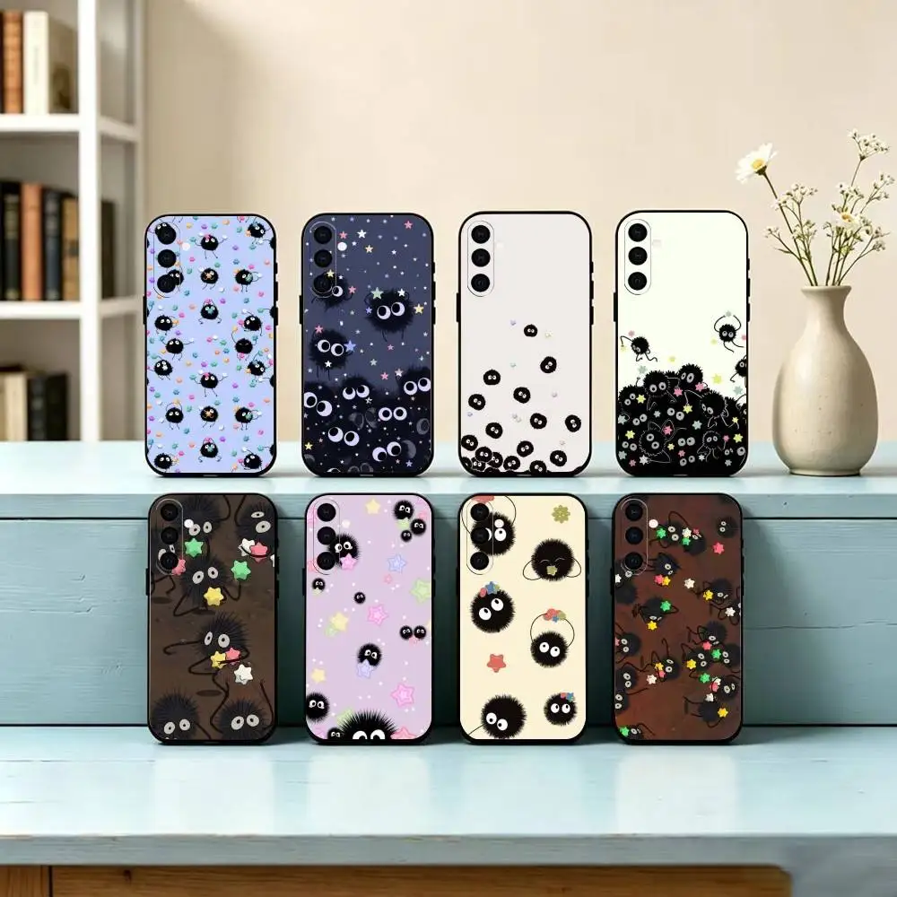 Briquette Susuwatari Phone Case Black Silicone Soft For Samsung Galaxy A73,A72,A71,A70,A53,A52,A51