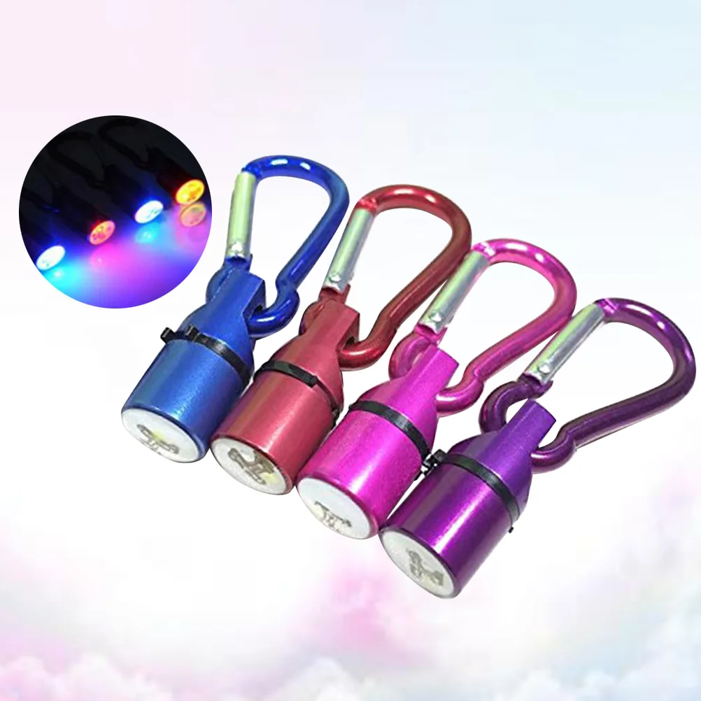 4Pc Portable Aluminum Pet Dog Cat Puppy LED Flashing Blinker Light Safety Collar Tag (Red+Blue+Purple+Pink)